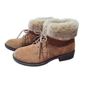 Skechers Tan Ankle Boots with Fur Trim